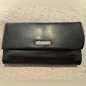 Nine West Accessories Black Bi-Fold Wallet with Silver Detail and Checkbook